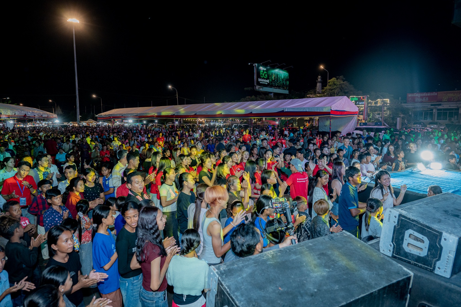 The crusade crowd seen from the stage, Kandal, 2026