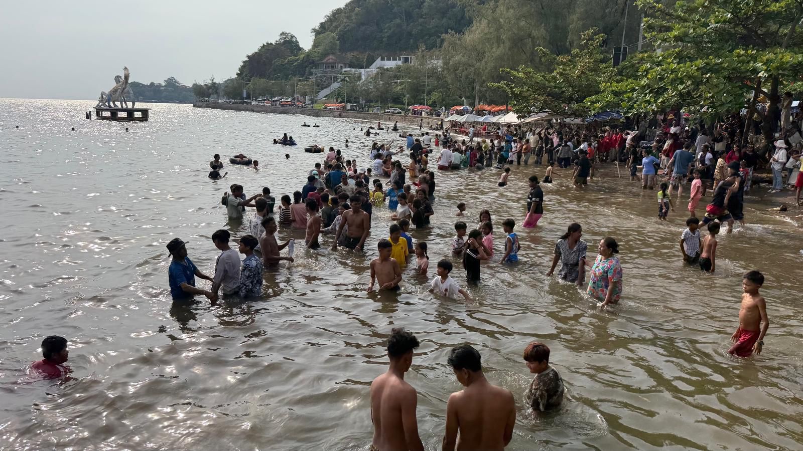 Baptisms in the river after the Kandal crusade, 2026
